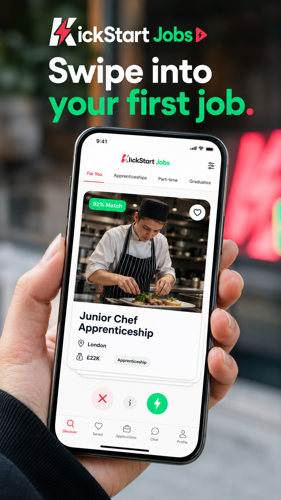 KickStart job feed on phone
